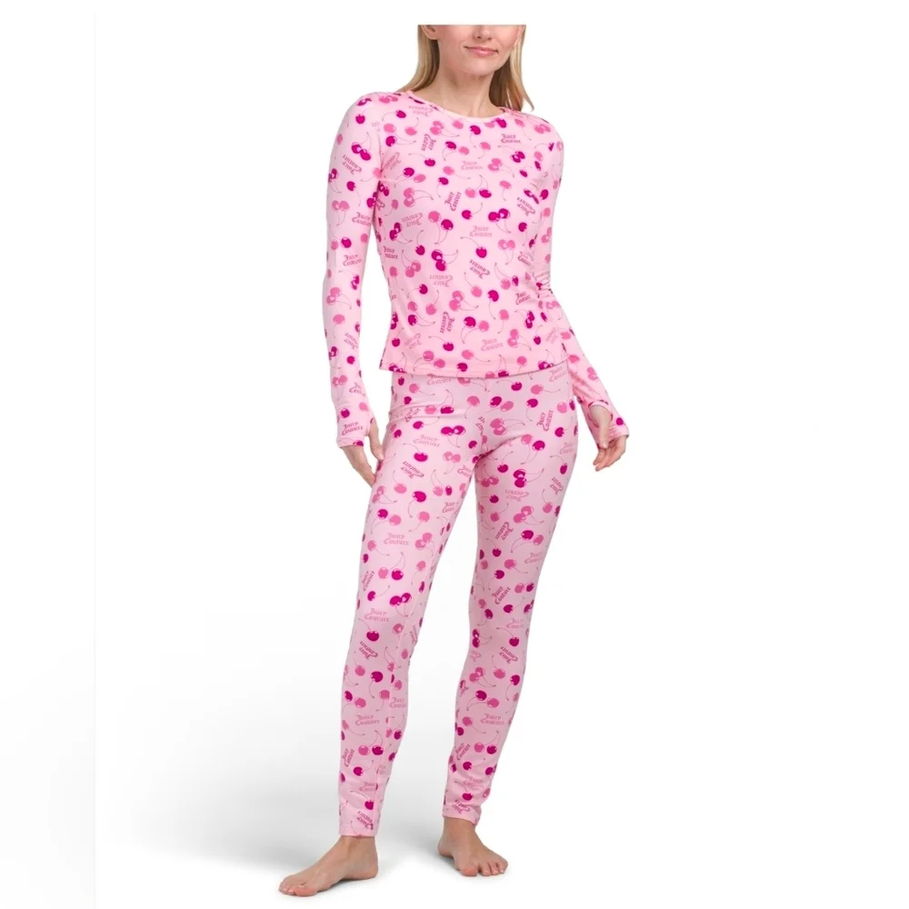 💕▪️Juicy Couture ▪️2pc Cherry Print Fitted Lounge Set Size Large